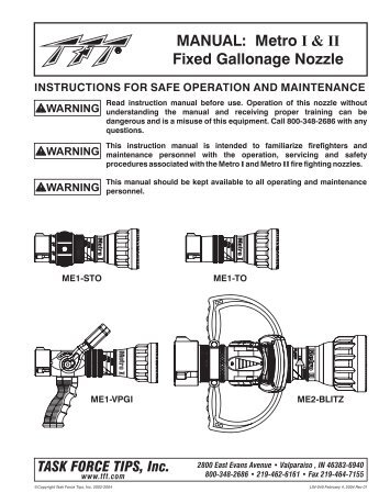 MANUAL: Metro I & II Fixed Gallonage Nozzle - Los Angeles County ...