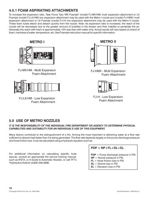 MANUAL: Metro I & II Fixed Gallonage Nozzle - Los Angeles County ...