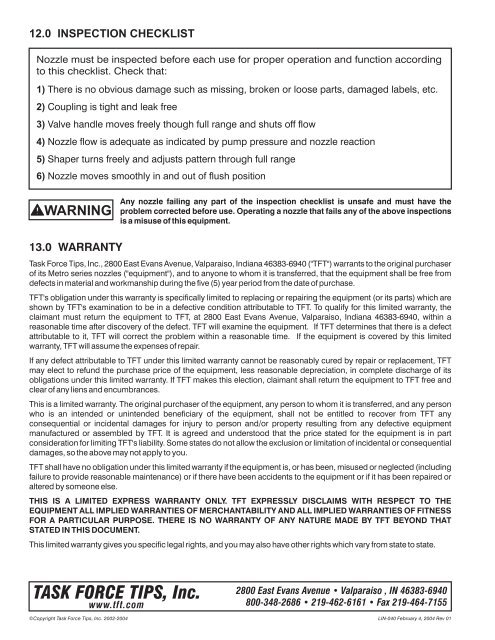 MANUAL: Metro I & II Fixed Gallonage Nozzle - Los Angeles County ...