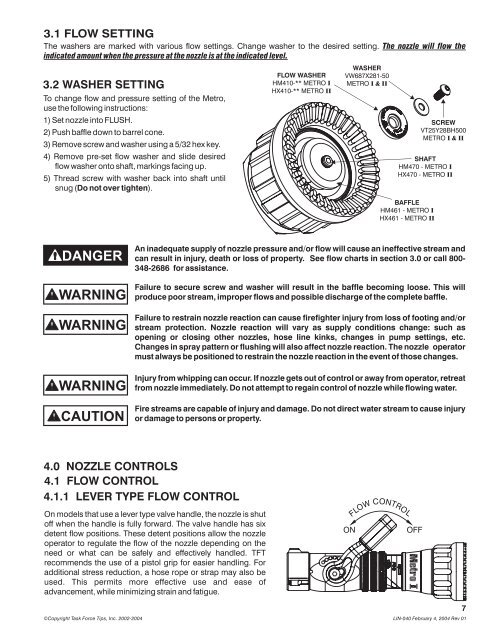 MANUAL: Metro I & II Fixed Gallonage Nozzle - Los Angeles County ...