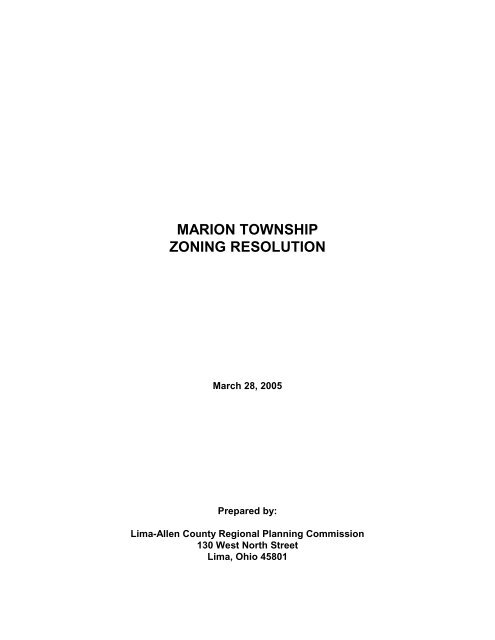 marion township zoning resolution - Lima-Allen County Regional ...