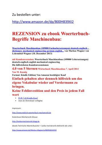 REZENSION zu ebook: Woerterbuch- Begriffe Maschinenbau: