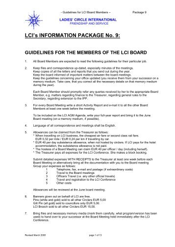 Guidelines for the members of the LCI Board - Ladies Circle ...