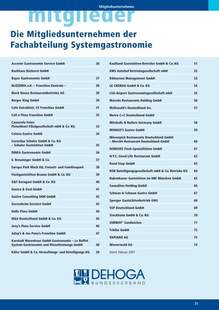 Systemgastronomie in Deutschland 2007 - DEHOGA Bundesverband