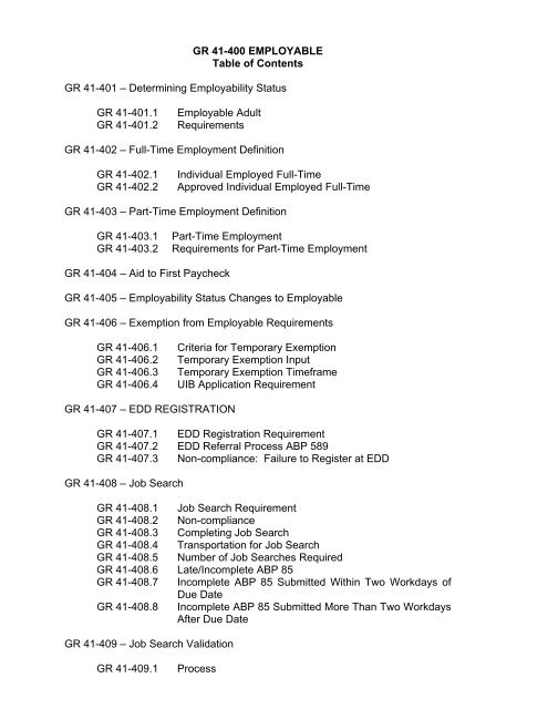 General Relief Policy - Department of Public Social Services