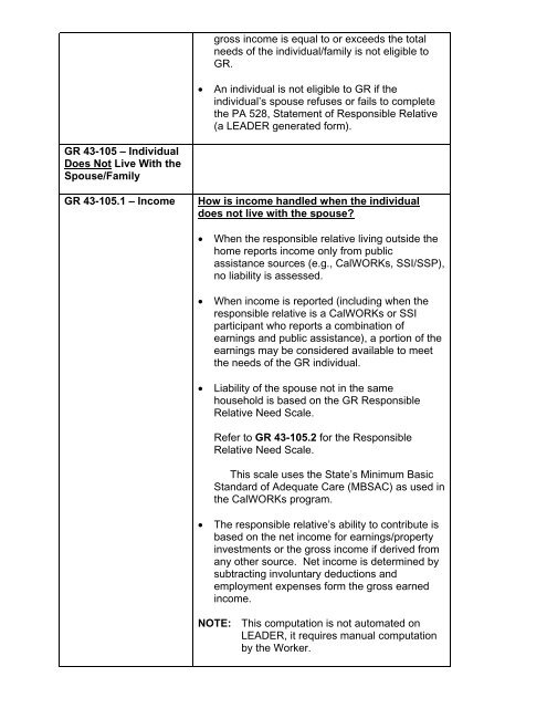 General Relief Policy - Department of Public Social Services