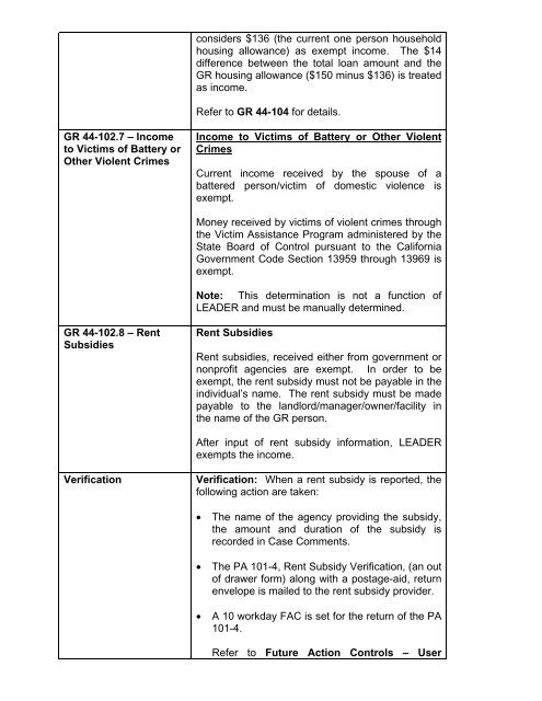 General Relief Policy - Department of Public Social Services