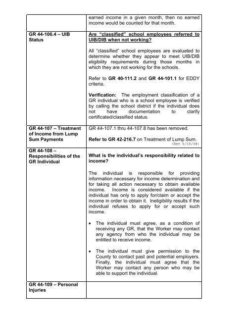 General Relief Policy - Department of Public Social Services