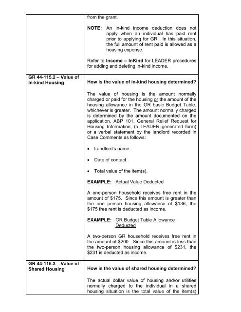 General Relief Policy - Department of Public Social Services