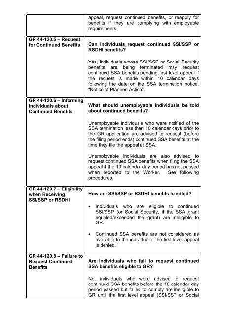 General Relief Policy - Department of Public Social Services