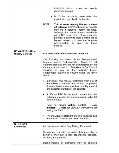 General Relief Policy - Department of Public Social Services