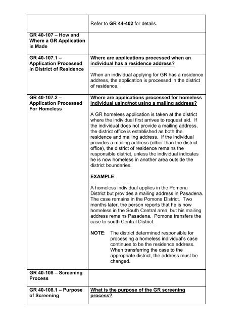 General Relief Policy - Department of Public Social Services