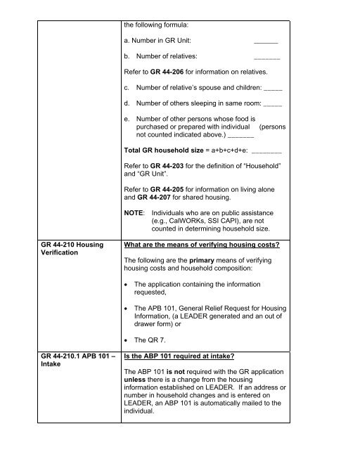 General Relief Policy - Department of Public Social Services