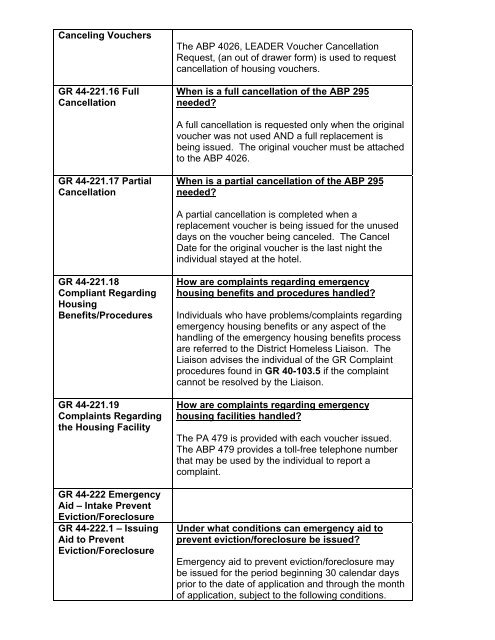 General Relief Policy - Department of Public Social Services