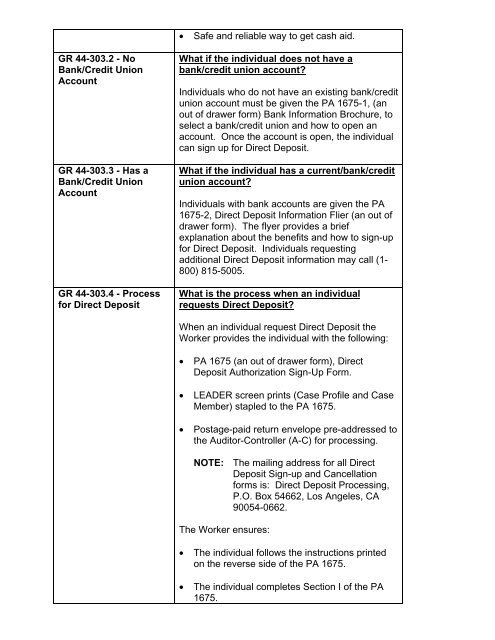 General Relief Policy - Department of Public Social Services