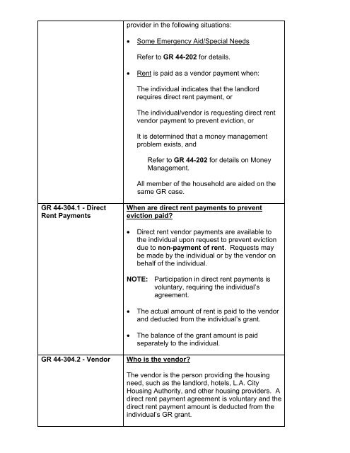 General Relief Policy - Department of Public Social Services