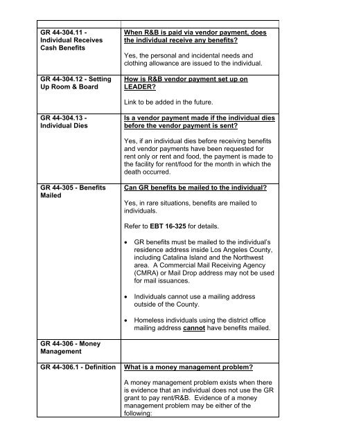 General Relief Policy - Department of Public Social Services