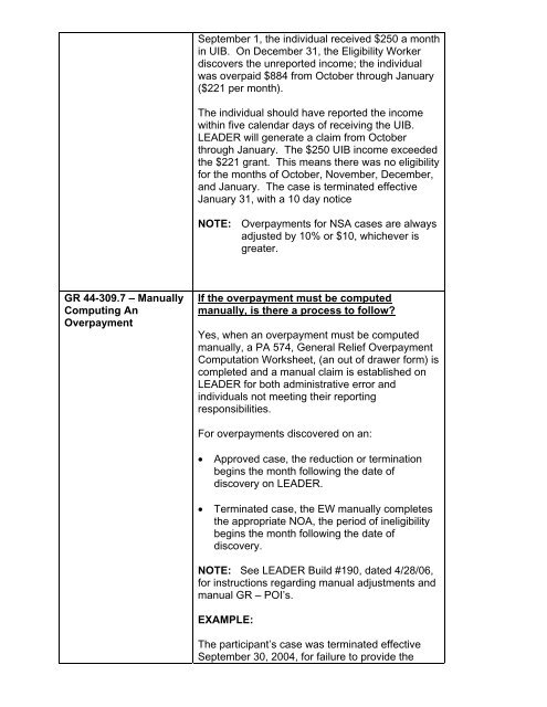 General Relief Policy - Department of Public Social Services