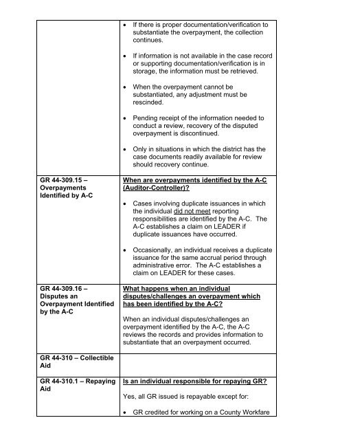 General Relief Policy - Department of Public Social Services