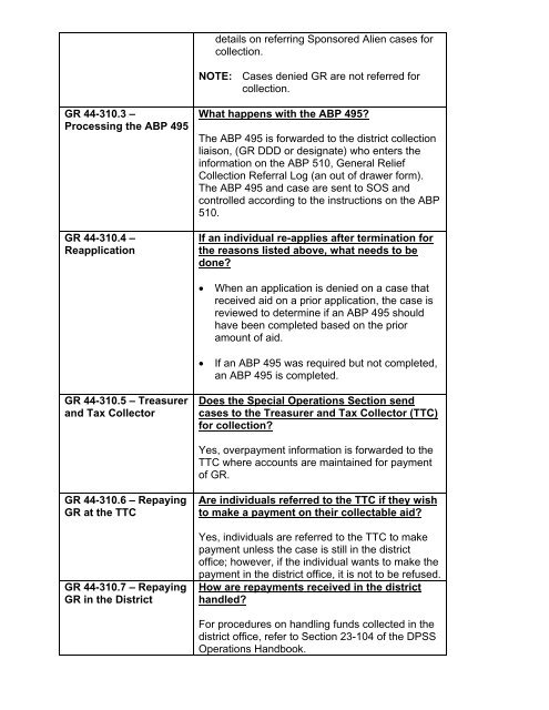 General Relief Policy - Department of Public Social Services