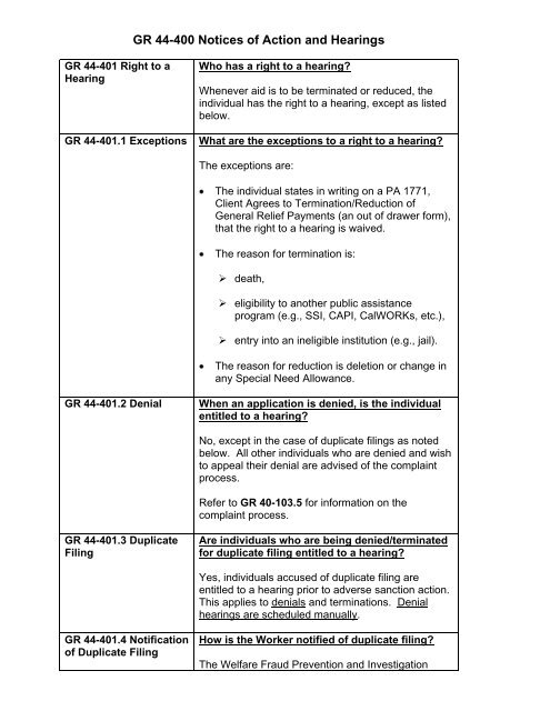 General Relief Policy - Department of Public Social Services