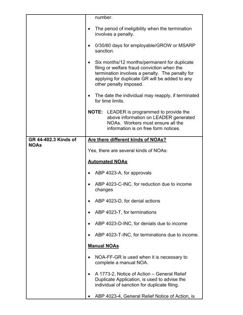 General Relief Policy - Department of Public Social Services