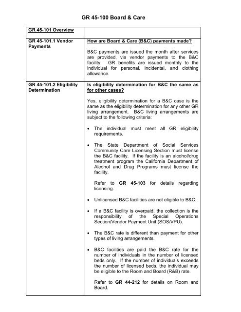 General Relief Policy - Department of Public Social Services