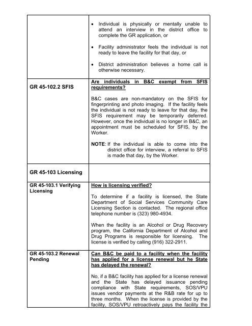 General Relief Policy - Department of Public Social Services