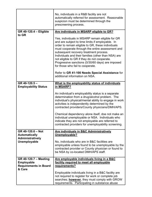 General Relief Policy - Department of Public Social Services