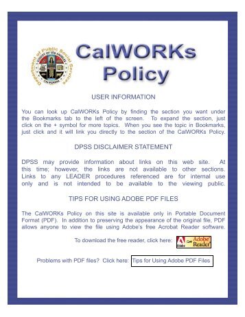 CalWORKs Policy - Department of Public Social Services