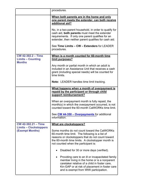 CalWORKs Policy - Department of Public Social Services