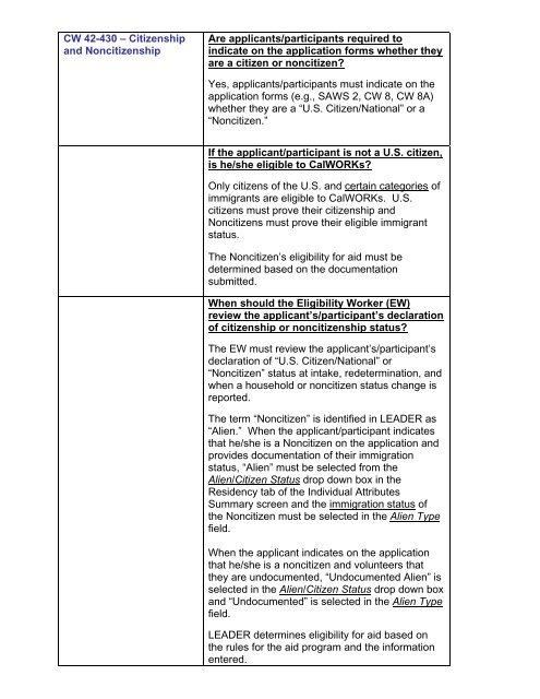 CalWORKs Policy - Department of Public Social Services