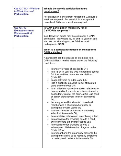 CalWORKs Policy - Department of Public Social Services