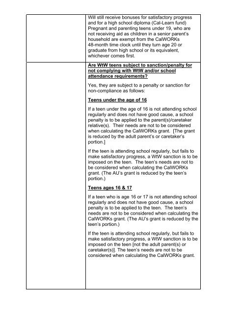 CalWORKs Policy - Department of Public Social Services