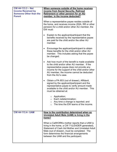 CalWORKs Policy - Department of Public Social Services