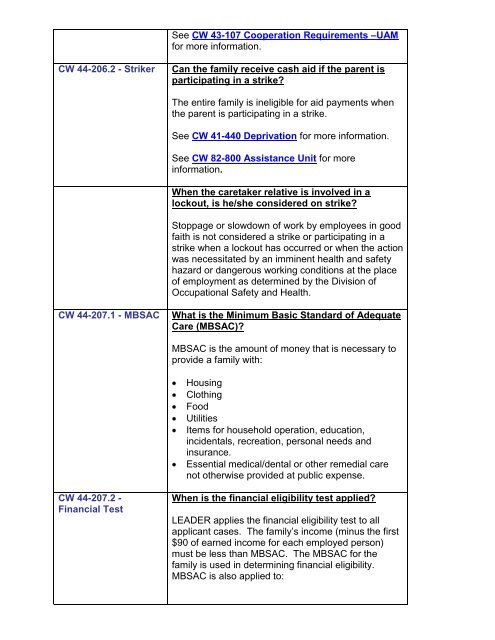 CalWORKs Policy - Department of Public Social Services