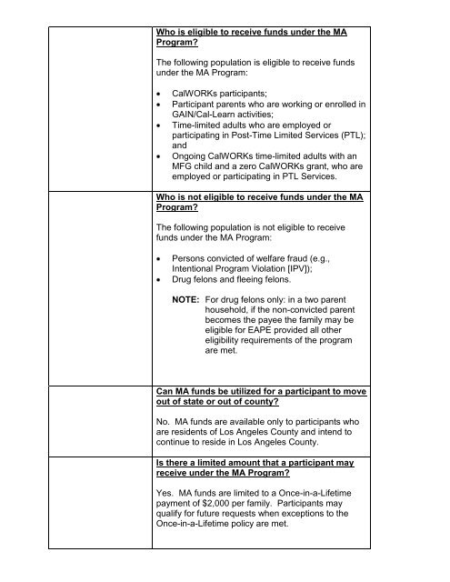 CalWORKs Policy - Department of Public Social Services