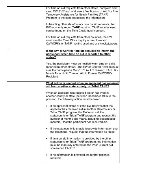 CalWORKs Policy - Department of Public Social Services