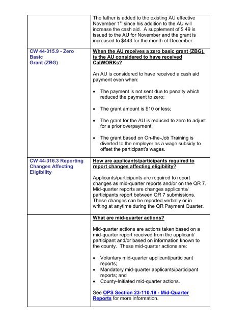 CalWORKs Policy - Department of Public Social Services