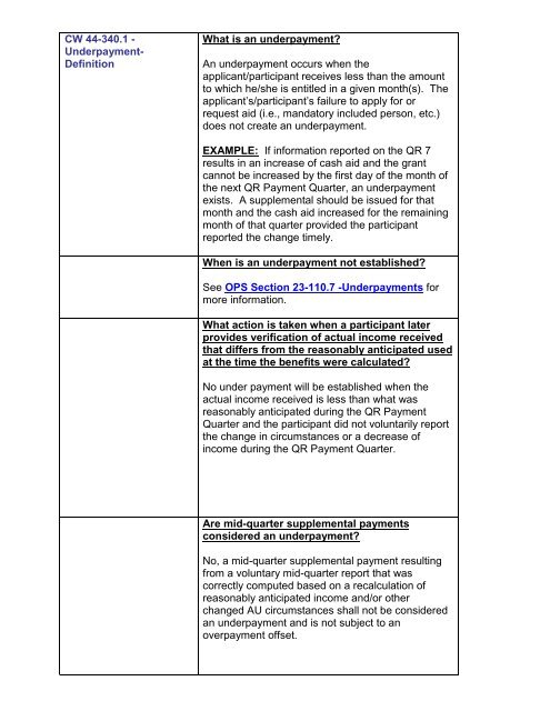 CalWORKs Policy - Department of Public Social Services