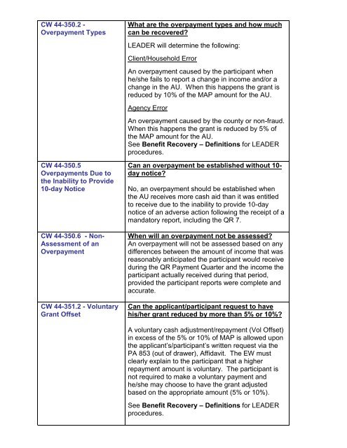 CalWORKs Policy - Department of Public Social Services