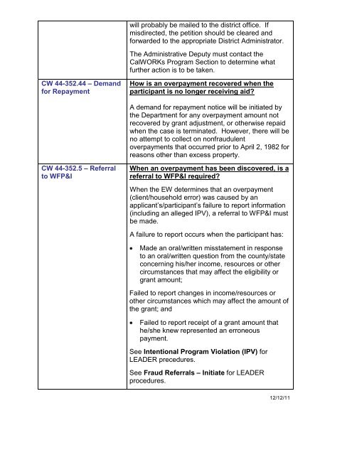 CalWORKs Policy - Department of Public Social Services