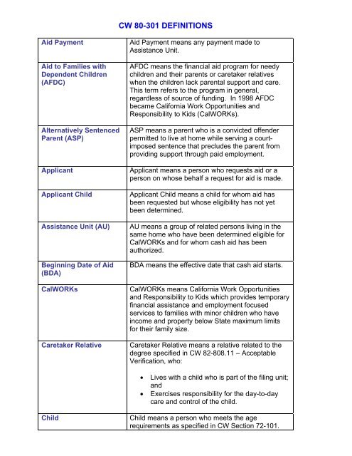 CalWORKs Policy - Department of Public Social Services