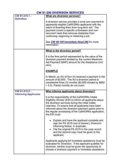 CalWORKs Policy - Department of Public Social Services