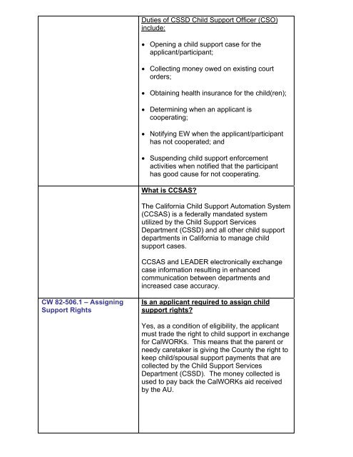 CalWORKs Policy - Department of Public Social Services