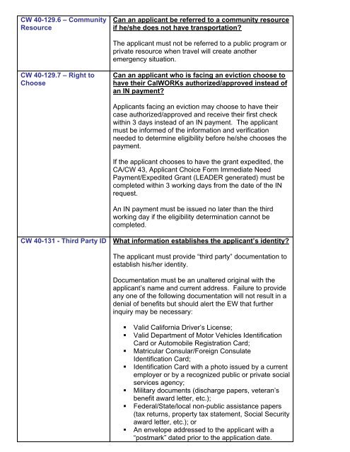 CalWORKs Policy - Department of Public Social Services