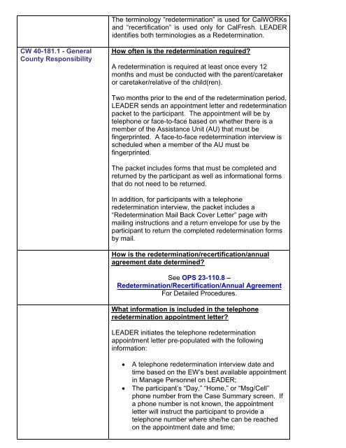 CalWORKs Policy - Department of Public Social Services