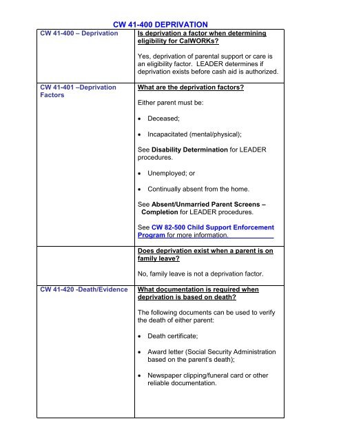 CalWORKs Policy - Department of Public Social Services