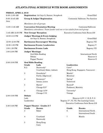 atlanta final schedule with room assignments - Lads to Leaders