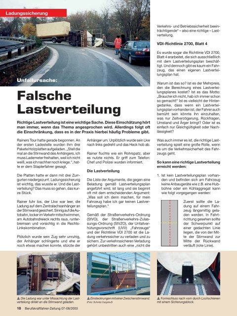 Falsche Lastverteilung - Ladungssicherung.de